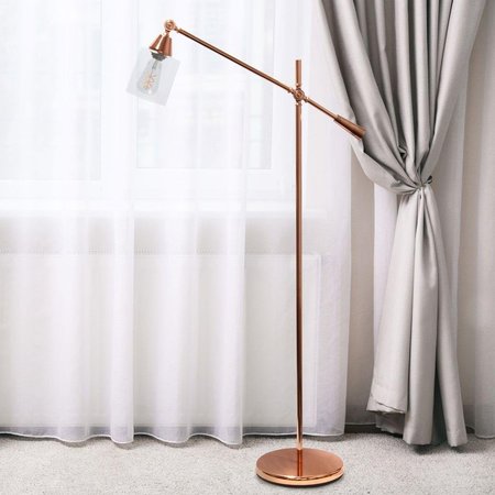 STAR BRITE Elegant Designs Pivot Arm Floor Lamp with Glass Shade, Rose Gold ST2519959